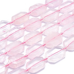 Quartz Rose Naturel a augmenté perles de quartz brins, facette, ovale, 15~28x12~21x5~9mm, Trou: 0.6~1.6mm, Environ 14~20 pcs/chapelet, 14.7 pouces ~ 15.7 pouces (37.5~40 cm)
