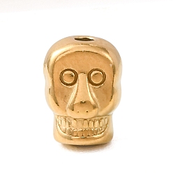 Настоящее золото 18K 304 из нержавеющей стали бусы, череп, реальный 18 k позолоченный, 8x6x5 мм, отверстие : 1.4 мм