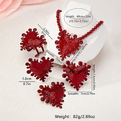Темно-Красный Подвески, серьги-гвоздики, кольца и браслеты из сплава, окрашенного методом запекания., сердце, темно-красный, 15.75 дюйм (40 см)