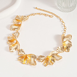 Золотой Ожерелья из сплава с цветочным узором в виде лепестков для женщин, золотые, 20.87 дюйм (53 см)