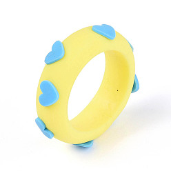 Шампанско-Желтый Ручной полимерной глины палец кольца, сердце, шампанское желтый, 7.5~8 мм, внутренний диаметр: 18.5~20 мм