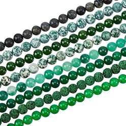 (52) Непрозрачная лаванда 8 нити 8 стильные матовые натуральные смешанные драгоценные камни круглые бусины нити, разноцветные, 8~8.5 мм, отверстие : 1 мм, около 47~50 шт / нитка, 14.9~15.6 дюйм, 1 прядь / стиль