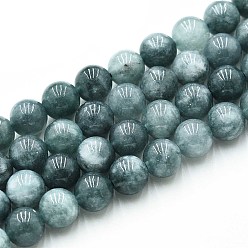 Кадет Синий Природного кварца нитей бисера, окрашенные, круглые, имитация жадеита из Мьянмы, кадетский синий, 8~8.5 мм, отверстие : 0.9~1 мм, около 45~47 шт / нитка, 14.96~15.35 дюйм (38~39 см)