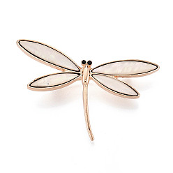 Морская Ракушка Белые булавки из ракушек, латунная брошь-булавка с кубическим цирконием, инкрустированная бриллиантами., стрекоза, золотой свет, цвет морской раковины, 40x51.5 мм