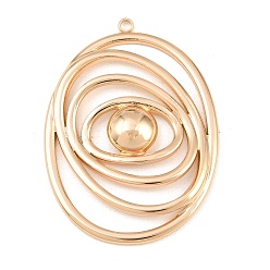Light Gold 304 Stainless Steel Pendants, Oval with Eye Charms, Light Gold, 44x32.5x4mm, Hole: 2mm