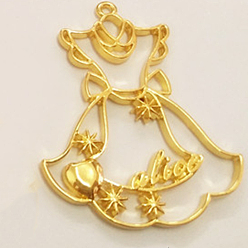 Золотой Сплав открытая задняя рамка большие подвески, для diy уф смолы, эпоксидная смола, Прессованные цветочные украшения, без кадмия и без свинца, платье принцессы, золотые, 51x41x3 мм