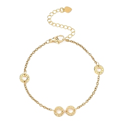 Настоящее золото 18K 304 из нержавеющей стали ссылка браслеты, браслеты-цепочки для женщин, кольцо с слово любовь, реальный 18 k позолоченный, 7-3/8 дюйм (18.6 см)