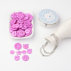 Medium Orchidee Kostenlose Tutorial DIY Schmuck-Sets für Braceletmaking, Acryl-Misch Tasten, Kupferdraht und Eisen Armbänder, Medium Orchidee, 205 mm