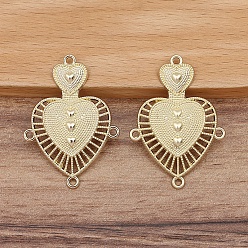 Light Gold Alloy Chandelier Componement Links, Double Heart, Light Gold, 38x27mm