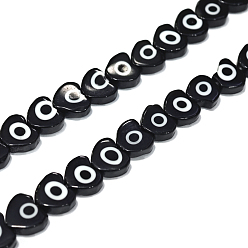 Кокосово-Коричневый Ручной сглаза бусины бисер нитей, сердце, кокосового коричневый, 6~7x8x3 мм, отверстие : 1 мм, около 47~49 шт / нитка, 13.19~13.98 дюйм (33.5~35.5 см)