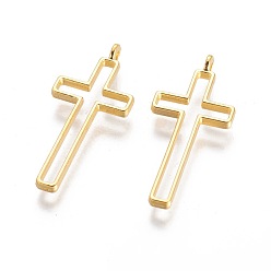 Золотой Сплавочные подвески тибетского стиля, без кадмия и без свинца, крестик, золотые, 37.62x16 мм, отверстие : 2 мм