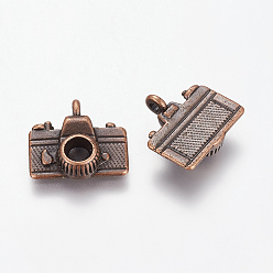 Красная Медь Сплавочные подвески, без кадмия и без свинца, камера, Красная медь, 13x13x5 мм, отверстие : 2 мм