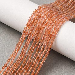 Солнечный Камень Бусы из натурального золота, круглые, граненые, 2~2.5 мм, отверстие : 0.5 мм, около 145~197 шт / нитка, 15.24~15.43'' (38.7~39.2 см)