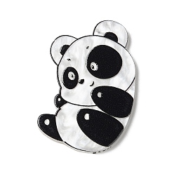 Gainsboro Printed Opaque Acrylic Cabochons, Panda, Gainsboro, 40x26.5x2.5mm