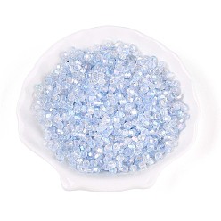 Светло-Голубой Прозрачные брызги, окрашенные распылением, конус, с покрытием AB цвета, граненые, Небесно-голубой, 4~4.5x3.5 мм, отверстие : 1.4~1.6 мм, Около 15380 шт / 1000 г