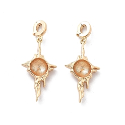 Настоящее золото 18K Звезда латунные подвески-скобы, держатели чашки, за половину пробурено бисера, без кадмия, без никеля и без свинца, реальный 18 k позолоченный, 38 мм, штифты : 0.8 мм