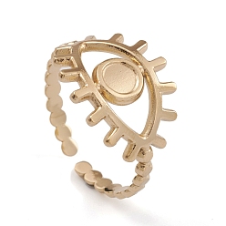 Настоящее золото 14K Ионное покрытие (ip) 304 манжеты из нержавеющей стали с открытыми глазами для женщин, реальный 14 k позолоченный, размер США 6 1/2 (16.9 мм)