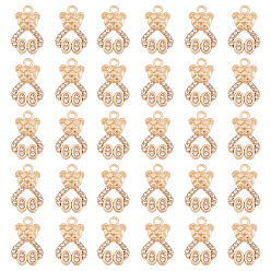 Золотой 30подвески из сплава с кристаллами и стразами, нести прелести, золотые, 20x13x2.5 мм, отверстие : 1.8 мм