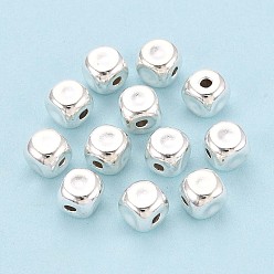 Серебро 925 шарики стерлингового серебра, кубические, серебряные, 5x5x5 мм, отверстие : 1.2~1.4 мм