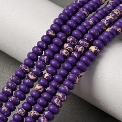 Индиго Окрашенные нити синтетических бус императорской яшмы, рондель, индиговые, 4x2.5 мм, отверстие : 0.8 мм, около 148 шт / нитка, 15.35'' (39 см)