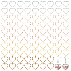 (52) Непрозрачная лаванда 100 шт 5 цвета подвески из сплава в тибетском стиле, полые сердца, разноцветные, 24.5x25x1.5 мм, отверстие : 1.8 мм, 20 шт / цвет