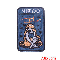 Vierge Rectangle avec constellation tissu de broderie informatisé fer sur/coudre sur des patchs, accessoires de costumes, virgo, 78x50mm