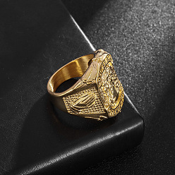 Золотой Религия в стиле хип-хоп 316l хирургические кольца из нержавеющей стали для мужчин, овал и Иисус, золотые, размер США 10 (19.8 мм)