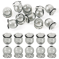 Серый 10шт. стеклянные колпачки для изготовления колокольчиков, колокольчик средний, серые, 13.5x12 мм, отверстие : 2 мм