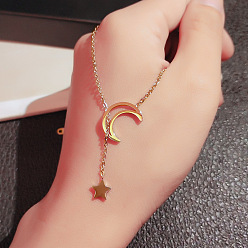 Золотой Ожерелья-лариаты из сплава луна-звезда для женщин, золотые, 17.72 дюйм (45 см)