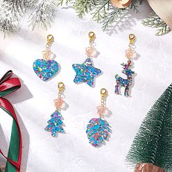 Mixed Shapes Акриловые подвески украшения, с поворотными застежками-лобстерами из цинкового сплава, разнообразные, 66.5~90 мм, 5 шт / комплект