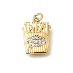 Прозрачный Латунные микро проложить кубического циркония подвески, прелести картофеля фри, долговечный, без кадмия и без свинца, реальный 18 k позолоченный, прозрачные, 16x12.5x4.5 мм, Перейти кольцо: 5x0.8 мм, внутренний диаметр: 3.2 мм