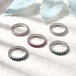 Платина Латунные микро проложить пальцев кольца кубического циркония, стойки покрытие, долговечный, без кадмия и без свинца, платина, 3.5 мм, размер США 7 1/4 (17.5 мм)