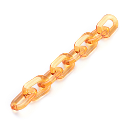 Orange Handmade Transparent Acrylic Cable Chains, Oval, Orange, Link: 31x19.5x5mm, about 39.37 inch(1m)/strand