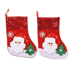 Red Cloth Hanging Christmas Stocking, with Paillettes, Candy Gift Bag, for Christmas Tree Decoration, Santa Claus, Red, 240x185x25mm