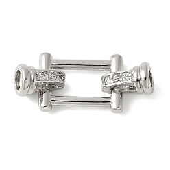 Платина Латунный паве из прозрачного кубического циркония с застежками, без свинца и без кадмия, долговечный, стойки покрытие, прямоугольные, платина, 25 мм