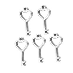 Нержавеющая Сталь Цвет 304 прелести нержавеющей стали, лазерная резка, полирование, ключ, цвет нержавеющей стали, 13x6.5 мм, отверстие : 1 мм