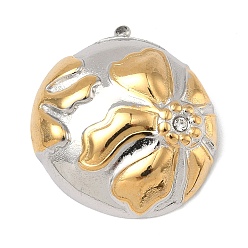 Цветок Два тона 304 из нержавеющей стали подвески, золотистый и цвет нержавеющей стали, цветочный шарм, 28.5x26x6 мм, отверстие : 1.4 мм