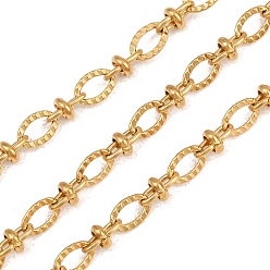 Настоящее золото 18K 304 цепи из текстурированной нержавеющей стали с овальными звеньями, несварные, с катушкой, ионное покрытие (ip), реальный 18 k позолоченный, 6x4x1 mm и 7x4 mm