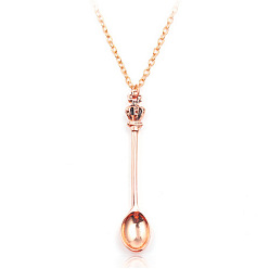 Розовое Золото Женские ожерелья с подвесками в виде чайной ложки, розовое золото , 15.75 дюйм (40 см)