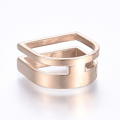 Rose Gold Hollow 304 Stainless Steel Finger Rings, Letter D, Rose Gold, Size 6~9, 16~19mm