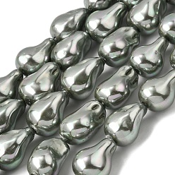 Серый Нити бусин из гальванизированного непрозрачного стекла, имитирующие жемчуг, самородки, серые, 21.5~25x15~16x13.5~15 мм, отверстие : 1.2 мм, около 15~17 шт / нитка, 36~39 см