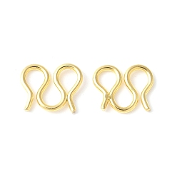 Настоящее золото 18K 304 из нержавеющей стали S-крюк пряжки, реальный 18 k позолоченный, 7x8x0.8 мм, отверстие : 2.2 мм