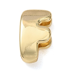 Letter F Латунные бусины, долговечный, стойки покрытие, без свинца и без кадмия, реальный 18 k позолоченный, Буква F, 21x12x7 мм, отверстие : 18x4 мм
