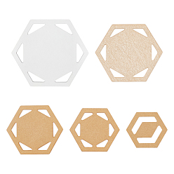 Clear Acrylic Gauge Measuring Ruler Tool, Hexagon, Clear, 4.6~9x5.2~10.3x0.3cm, 5pcs/set