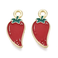 Brique Rouge Pendentifs en émail , charmes de piment, or, firebrick, 16x7.5x1.5mm, Trou: 1.5mm