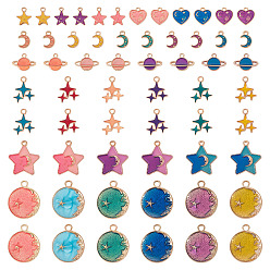 (52) Непрозрачная лаванда 48 шт 24 стили подвески из сплава эмали, разнообразные, разноцветные, 11.5~23.5x7.5~20.5x1~3 мм, отверстие : 1~2 мм, 2 шт / стиль