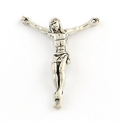 Antique Silver Tibetan Style Alloy Jesus Chandelier Components Links, For Easter, Cadmium Free & Lead Free, Antique Silver, 45x32x6mm, Hole: 1.5mm, about 207pcs/1000g