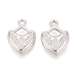 Платина Пластмассовые подвески ccb, сердце, платина, 34x24x7~7.5 мм, отверстие : 3 мм