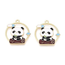 Кокосово-Коричневый Подвески из эмали и сплава, плоские круглые и панда-подвески, золотой свет, кокосового коричневый, 28.5x26.5x1.5 мм, отверстие : 1.8 мм