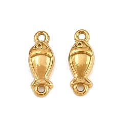 Real 18K Gold Plated Ocean Theme 304 Stainless Steel Connector Charms, Fish Links, Ion Plating(IP), Long-Lasting Plated, Real 18K Gold Plated, 11x4x2.5mm, Hole: 0.9mm, about 15pcs/bag